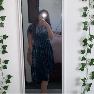 Turquoise Velvet Boutique Dress (With pockets!!)